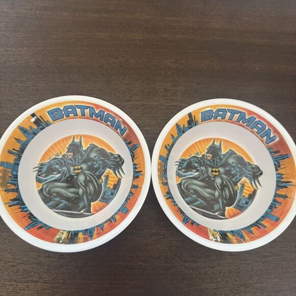 BATMAN Set of TWO Bowls Trudeau Dinnerware 5.5" Melamine DC Comics Children Kids - Picture 4 of 13
